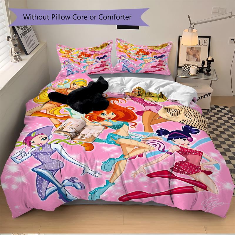 Magical Winx Adventure Print 3Pcs Bedding Setduvet Cover With 2 Bedropillowcase Home Birthday Gift