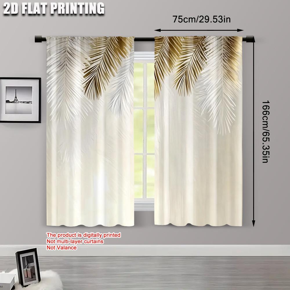 2 Stück 2D-Ebene Druck Vorhänge Rollos Gelbes Feder Muster Vielseitiger Stoff (ohne Stange) Heimdekoration für die Küche