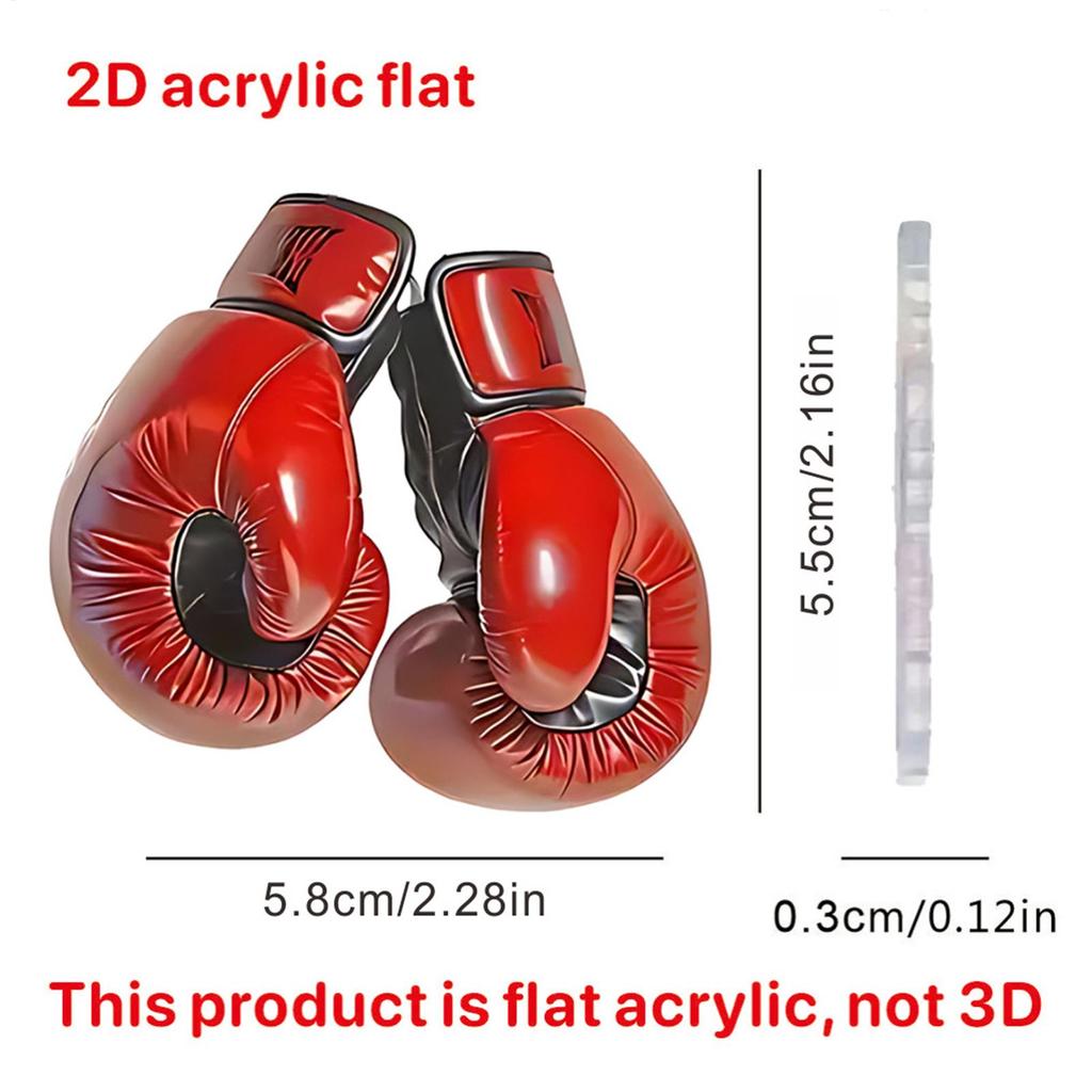 2D Flat Acrylic Simulation Boxing Glove Pendant Keychain Car Rearview Mirror Pendant Boxing Fan Gift