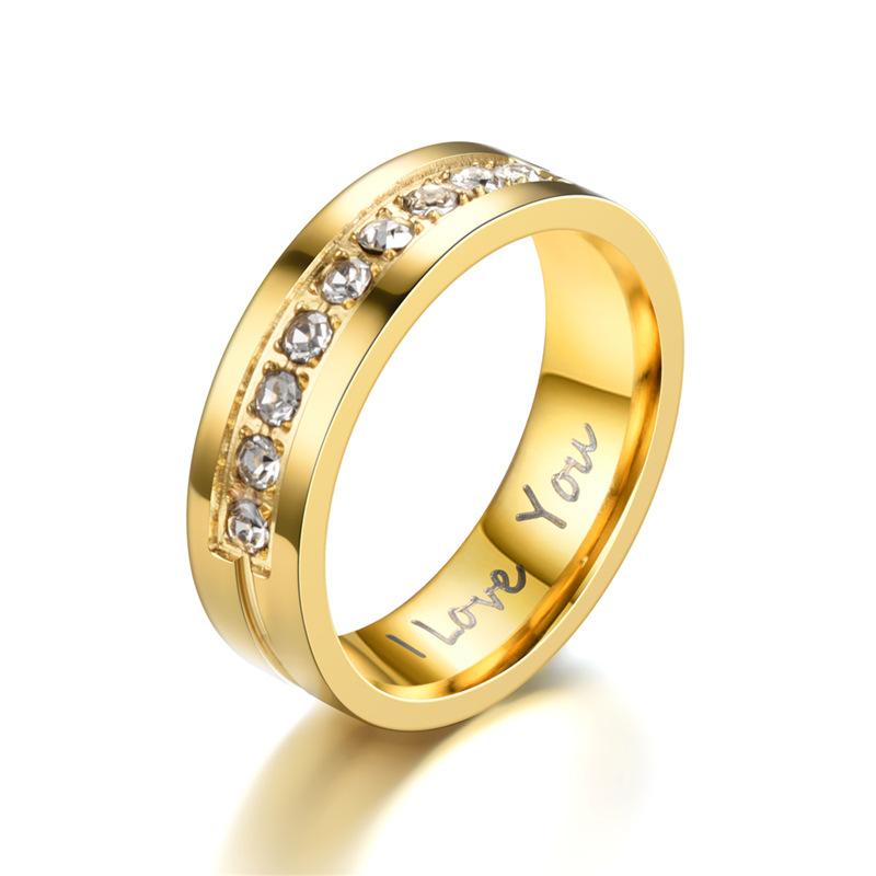 Inel de cuplu din oțel inoxidabil I LOVE YOU Inel de personalitate din oțel din titan