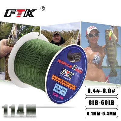 FTK Filo da pesca intrecciato PE 114M 8-60LB 0,1-0,4mm Filo da pesca multifilamento PE 115M a 4 fili