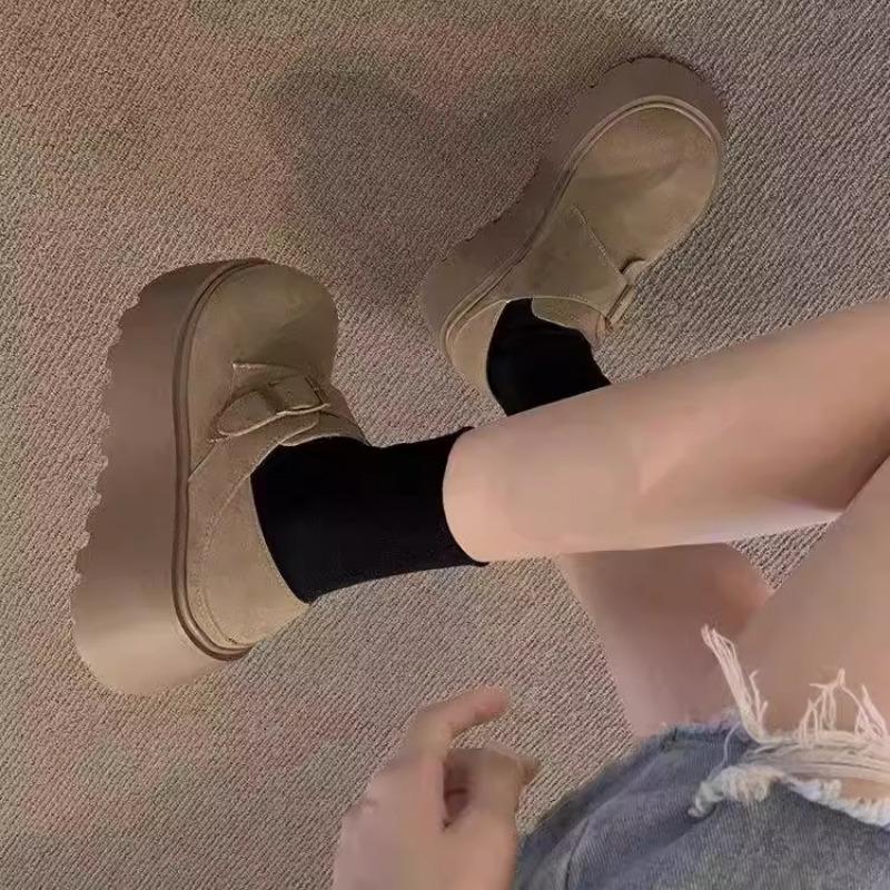 Thick-soled heightening women's spring new fashionable versatile retro small single shoes