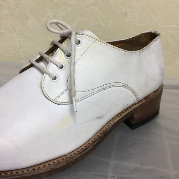 White Dress Business Shoes Size 24.0 6 Leather Goodyear Welted White High Heel(USED)