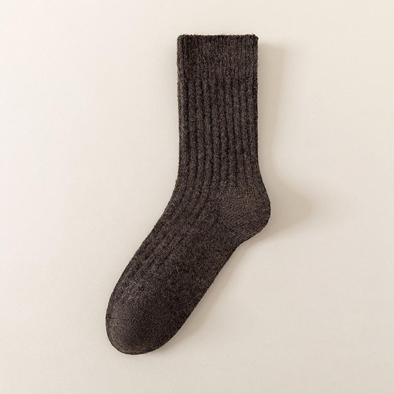 Men's Autumn & Winter Wool Socks - Double-Needle, Velvet Lined, Mid-Calf, Warm Cashmere, Casual & Business.