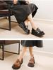 Johnature Retro Thick Soled Pumps Genuine Leather Wedges Shoes Round Toe Versatile Women's Platform Shoes