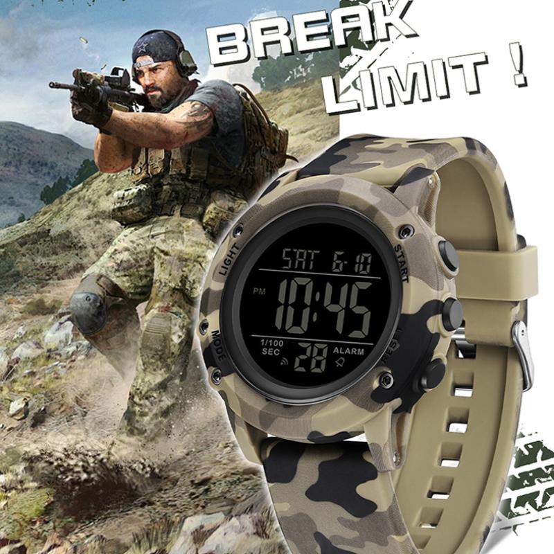 SANDA Camouflage Electronic Watch Outdoor Sports Luminous Student Military Watch Multifunction Digital Electronic Watch