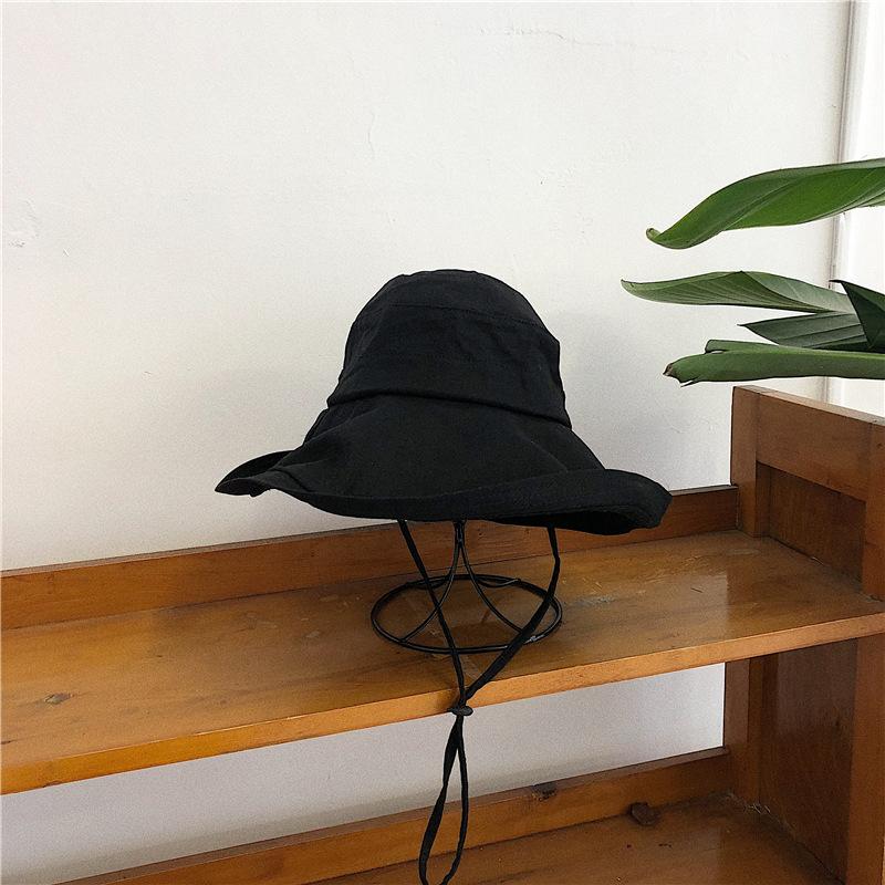 

УФ шляпа рыбака Тонкая женская весенне-летняя хлопково-льняная солнцезащитная шляпа Складная ветрозащитная и УФ-защитная Adjustable чёрный