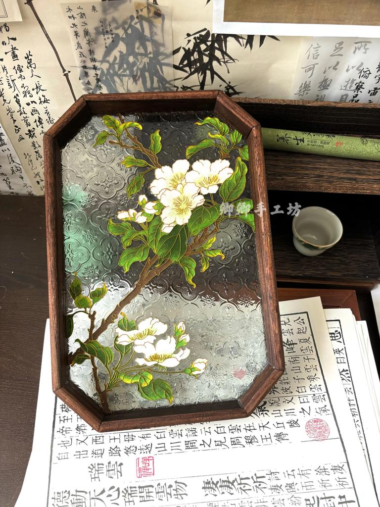 Cloisonne Enamel Painting DIY Handmade Material Tea Tray Intangible Cultural Heritage Cloisonne Gift Gift Ornament