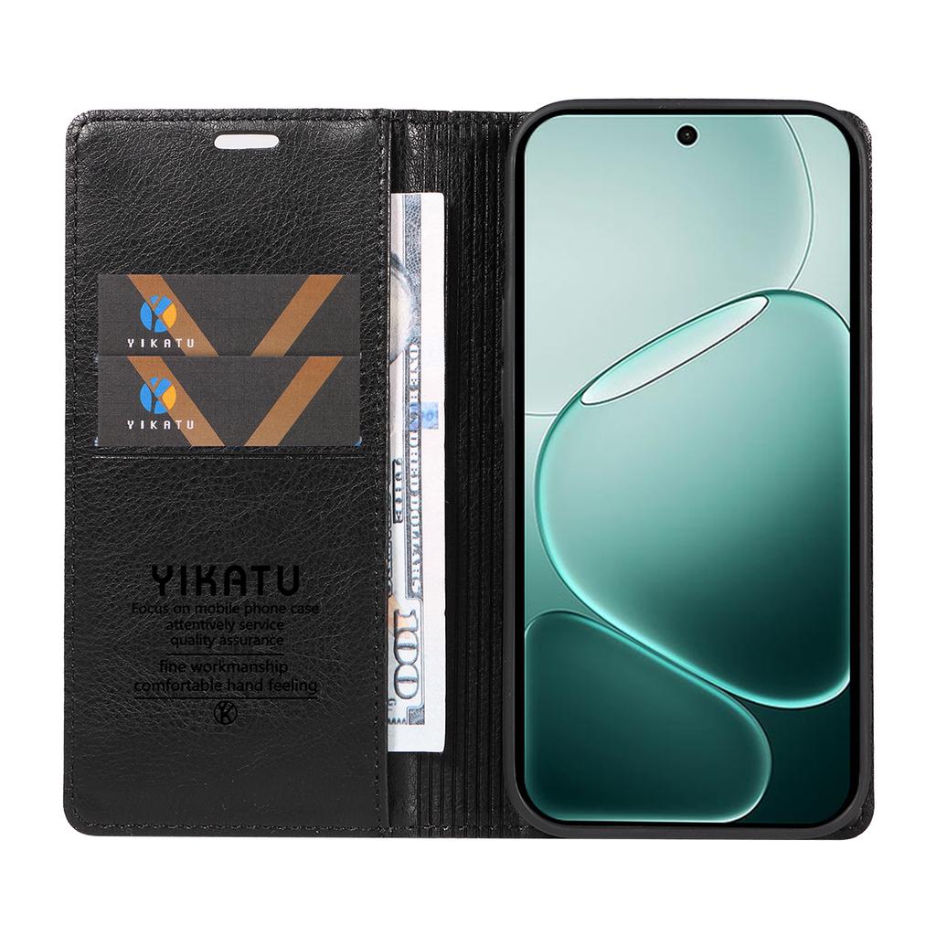 For Oppo A6 Pro 4G/Oppo F31 5G/Oppo A6 Pro 5G Wallet Case YIKATU YK-006 Magnetic Closure Leather Phone Cover Litchi Texture