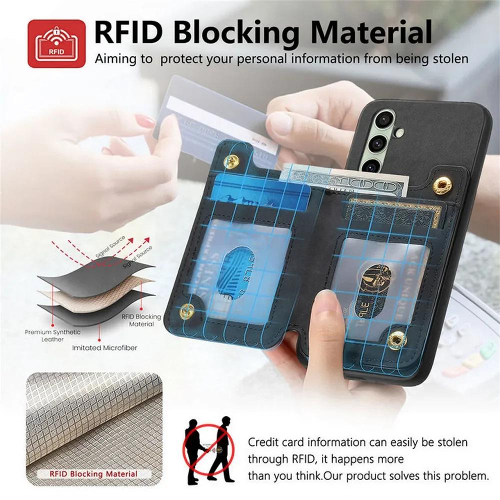 2 In 1 Detachable Cards Solt Wallet Leather Case For Samsung S25 Ultra S24 Plus S23 A56 A06 A16 A55 A35 A15 A05 A24 Ring Holder