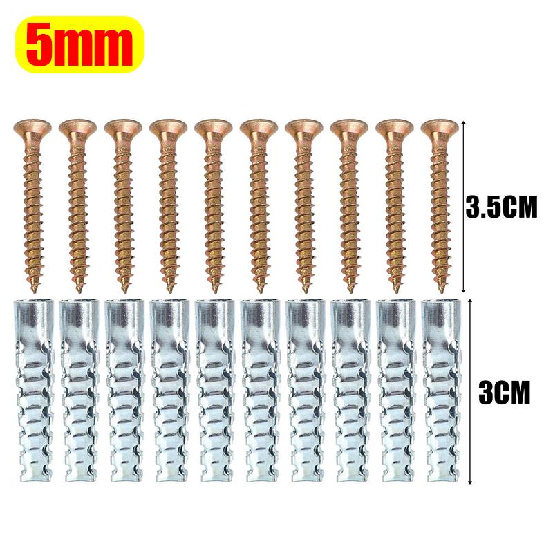 

High Quality Carbon Steel Serrated Expansion Screws Self Tapping Screw Tubes Wall Anchors Concrete Fasteners Drilling Plug Bolts 10 Sets