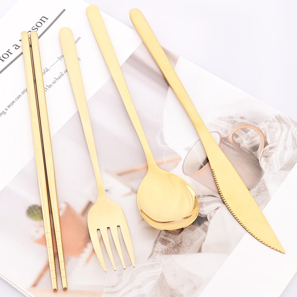 16pcs Black Gold Dinnerware Set Knife Fork Coffee Spoon Cutlery Set Mirror Stainless Steel Flatware WesternKitchen Tableware