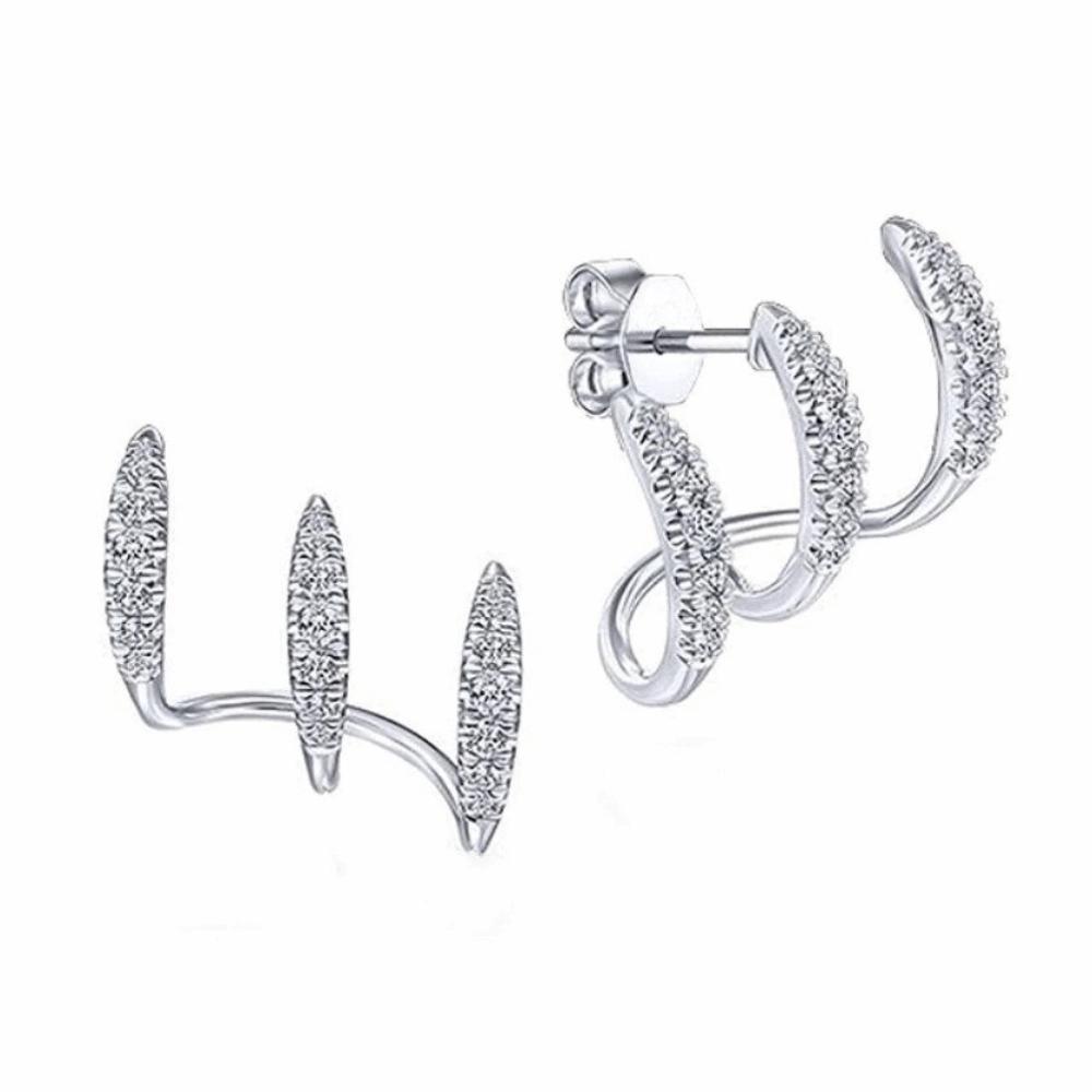 Rhinestone Crystal Claw Ear Stud Temperament Women Zircon Stud Earrings  Wedding серебряный