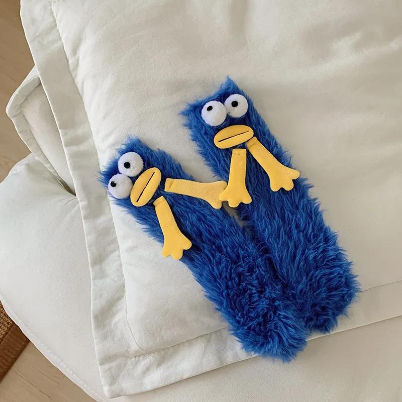 Winter Coral Velvet Socks Funny 3D Cartoon Girls Thickened Warm Socks Home Parent-child Stockings Floor Sleeping Socks For Kids
