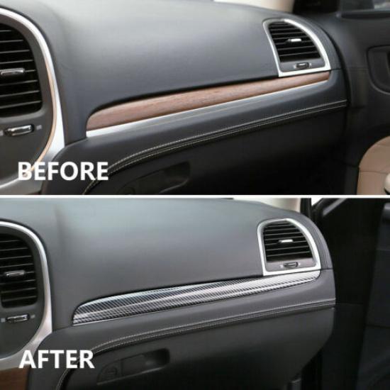 Central Control Dashboard Cover Trim Bezels for 2011+ Chrysler 300 Carbon Fiber