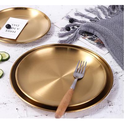 Essteller Europäischer Stil Gold Dessertteller Küchenserviergeschirr Salat Rundteller Kuchenplatte Western Steak Rundes Tablett
