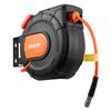 Retractable Air Hose Reel, 15m x 9.5mm PVC Air Hose Max 300PSI, Enclosed Air-Compressor Hoses Reel Auto Rewind with 1m Lead in, 180° Swivel