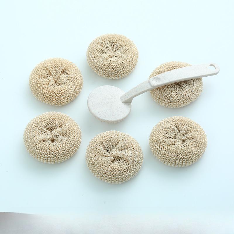 

Нанометровый стальной шарик для чистки посуды Бытовая щетка для мытья посуды Не повреждает кастрюлю Щетка с ручкой Не роняет проволоку Длинная ручка Щетка для кастрюли 6 balls +1 long handle