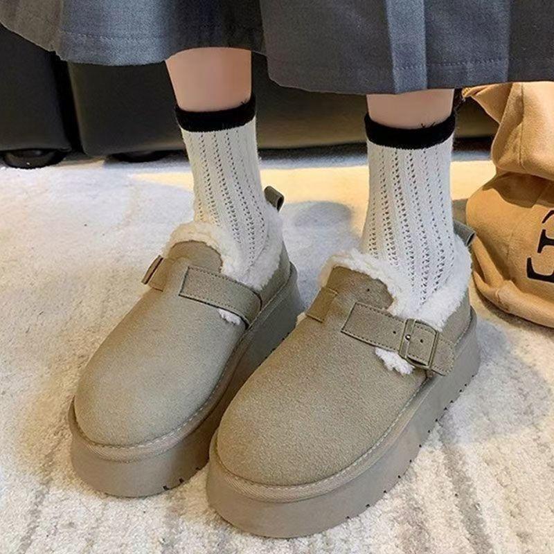 Autumn and winter new velvet Birkenstocks platform casual snow boots comfortable cotton shoes