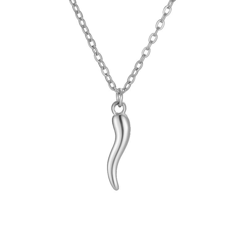 Italian horn blue evil eye necklace stainless steel double layer chain necklace women s good luck jewelry
