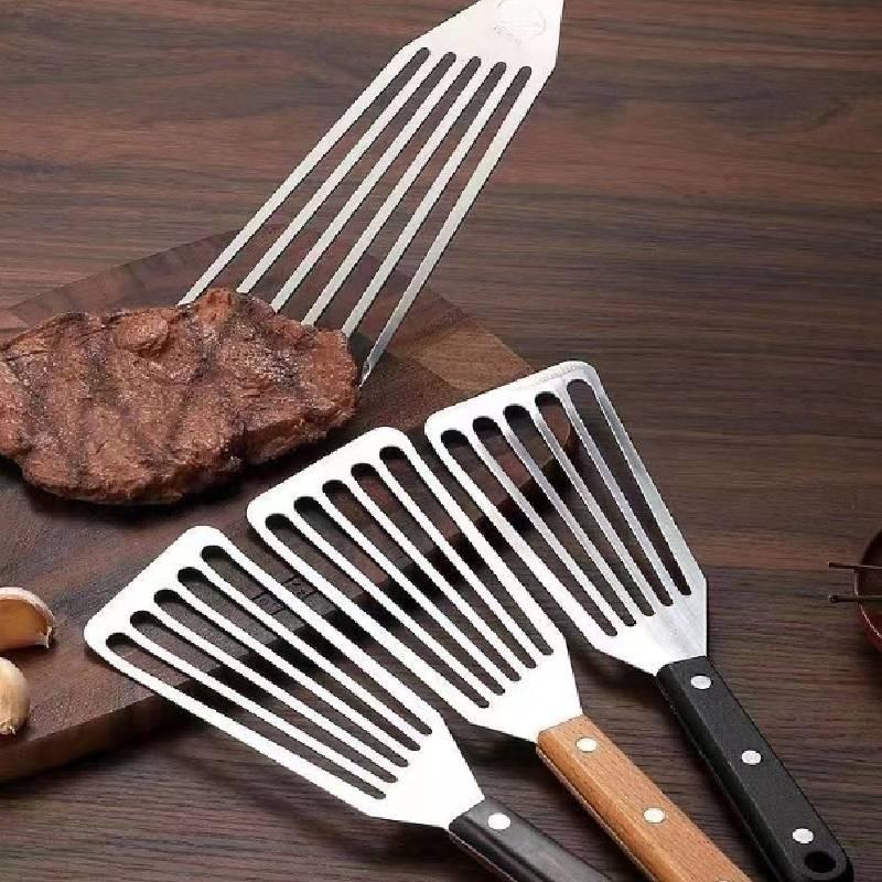 Wooden Handle Spatula Fish Turning Shovel Kitchen Pot Shovel Tool Steak Scoop
