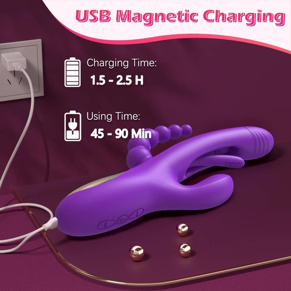 Powerful Patting Vibrator for Women 3 in 1 Clitoris Stimulator G Spot Dildo Massager Anal Plug Sex Toy Female Goods for Adults