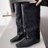 Retro Shoes, Square Toe Autumn and Winter New Style Long Boots, Women's Shoes, Sleeve Boots