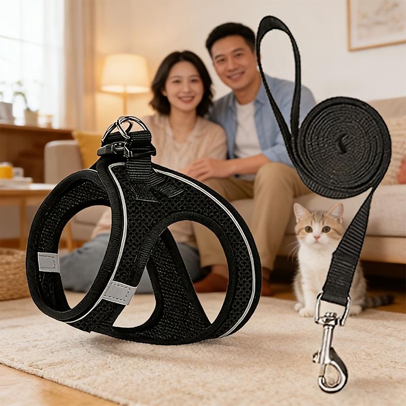 1PCS Anti-Escape Cat Harness and Leash Set Reflective Soft Mesh Vest