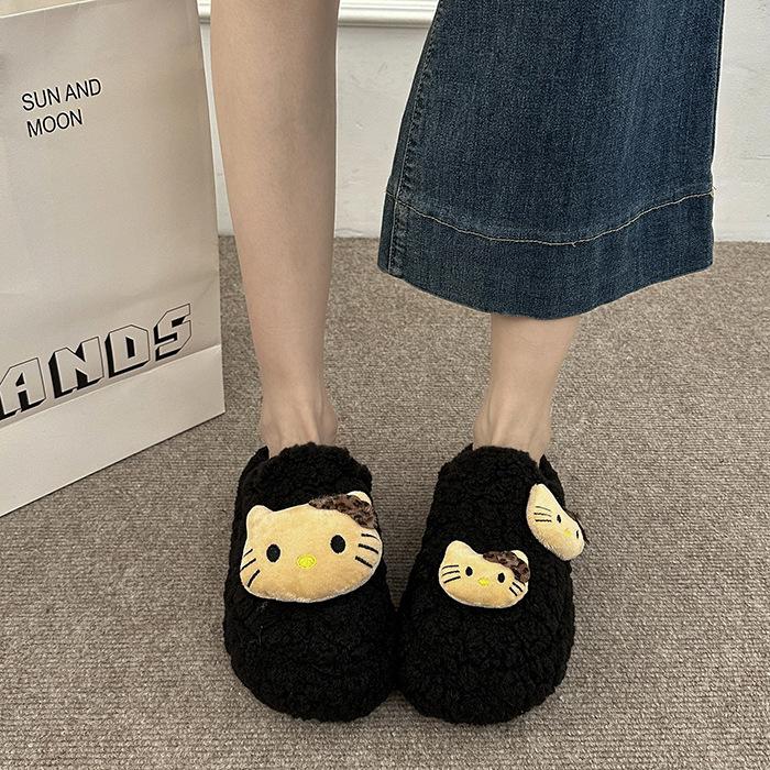 Beige Plüsch Niedlich Super Dicksohlige Flauschige Hausschuhe für Damen Oberbekleidung 2025 Neu Winter Plüsch Warme Taschenkopf Hausschuhe