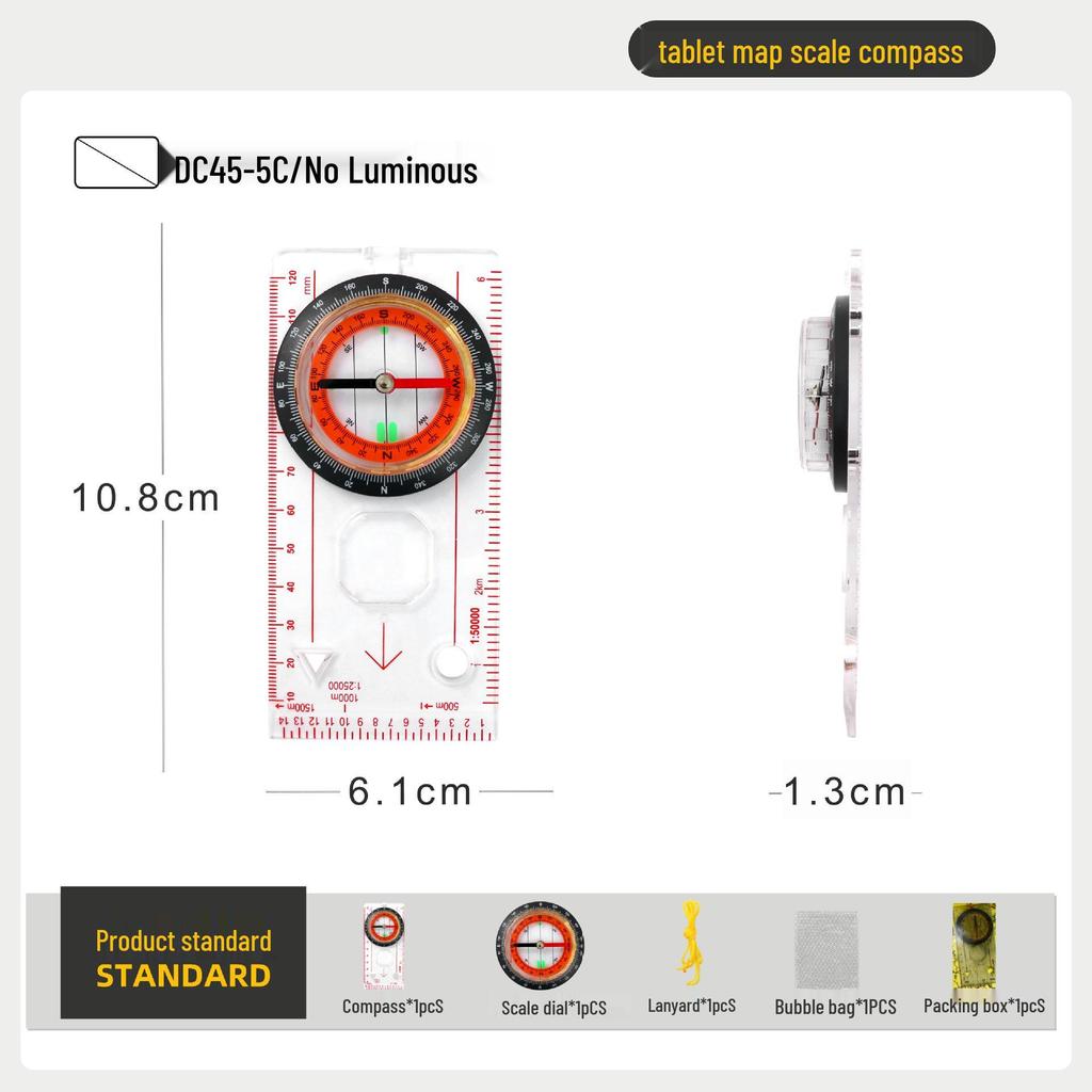Outdoor Compass with Magnifying Glass and Ruler Scale for Students and Orienteering