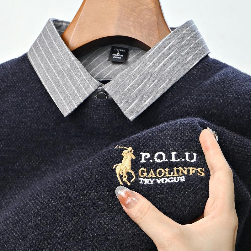 Paisong Herren Chenille Pullover: Samt Lagenlook, Herbst/Winter Dickstrick für Mittelalte.