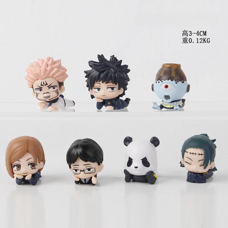 7Pcs/Set Lying Style Anime Jujutsu Kaisen Mini Figure Toys 3-4cm Satoru Gojo Mini Cute Gk PVC Statue Figurine Collectible Toys