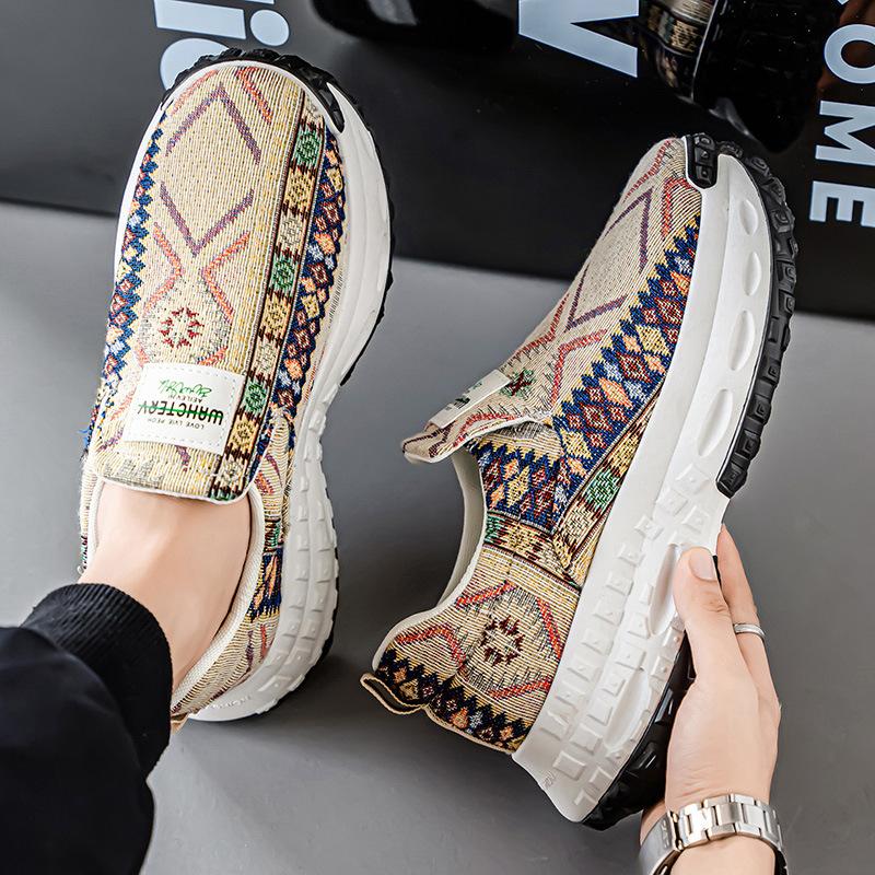 Fashion Men Dude Shoes Print Canvas Shoes Bohemia Style Summer Trendy Hot Sale Women's Canvas Breathable and Anti-slip Casual Sneakers