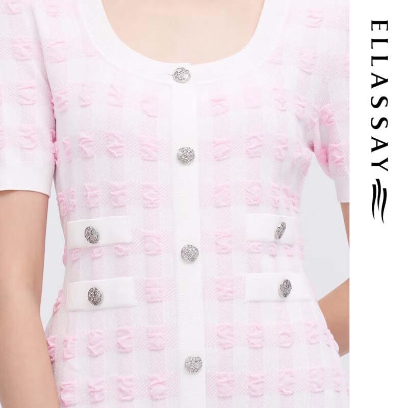 ELLASSAY Waist-Cinching Plaid Dress