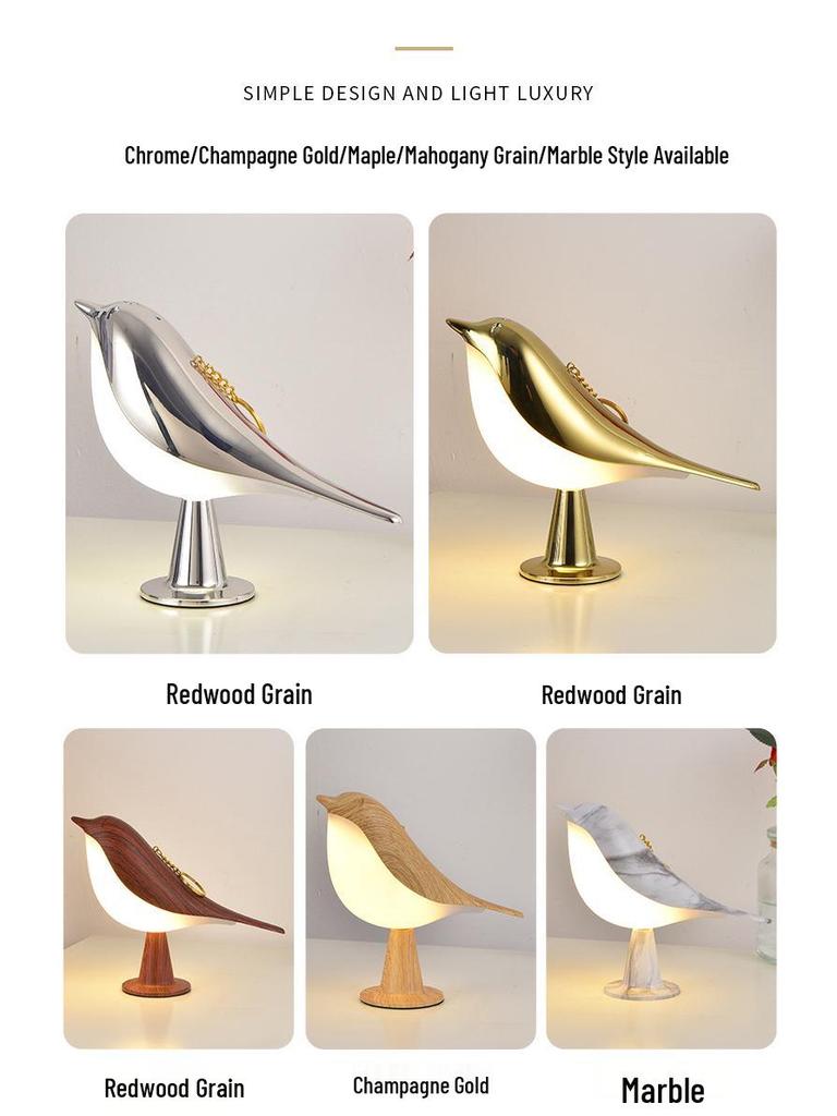 Creative Magpie Aroma LED Bird Night Light: Touch-Activated Bedside & Car Decor Lamp