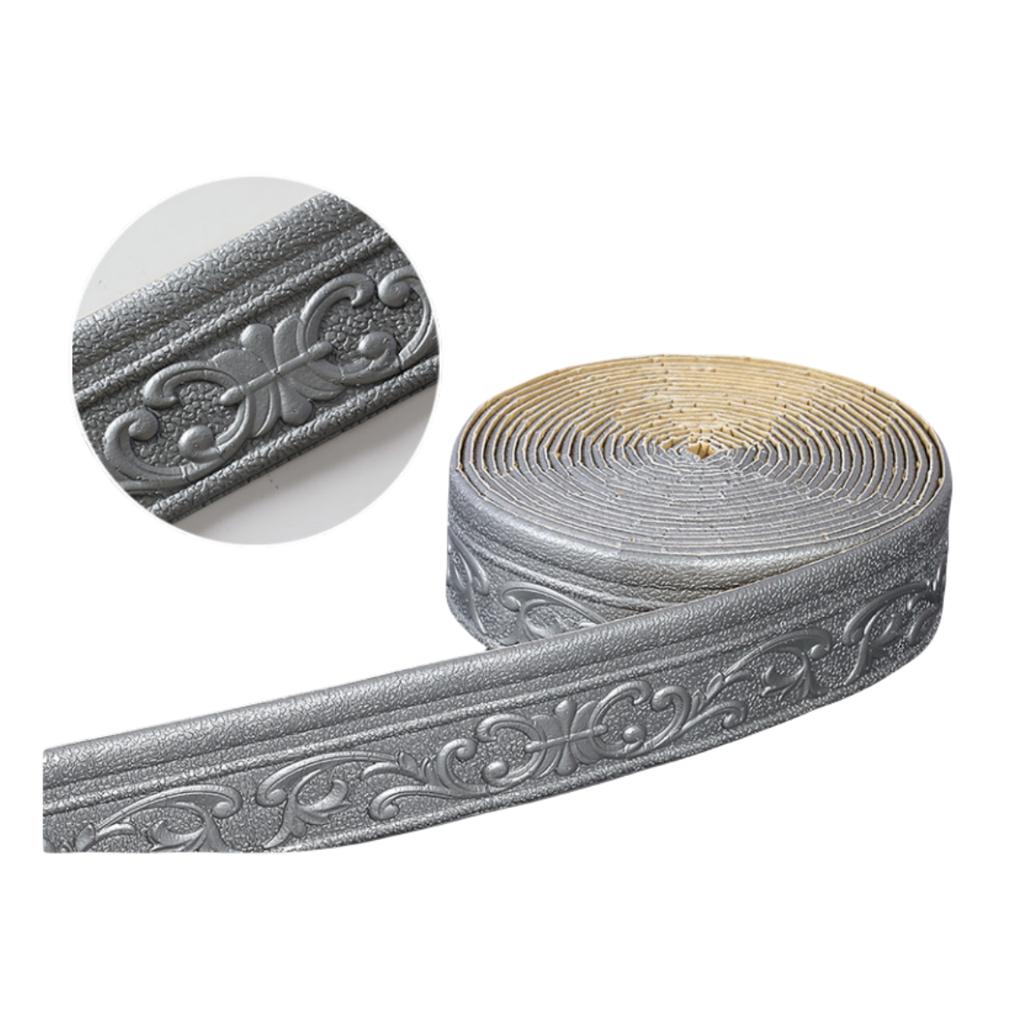 1PC 10m/393.7inch 3D Self Adhesive Sticker Wall Trim Line Skirting Border Decor Household Living Room DIY TV Background Stickers