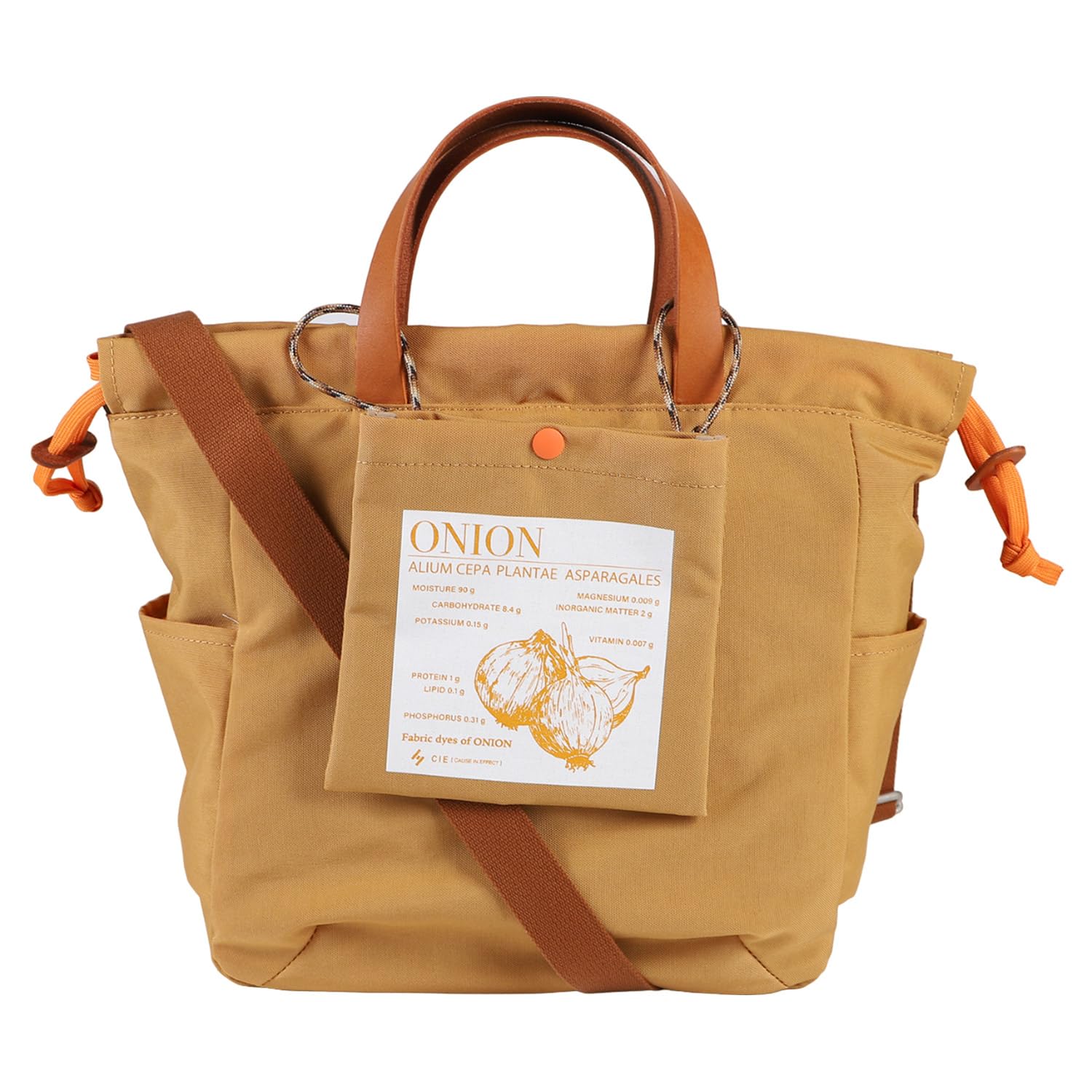 

CIE EARTHY TOTEBAG-S MUSTARD Сумка-тоут на завязке, Сделано в Японии, 2-Way Сумка через плечо, Натуральная кожа, Экологичный нейлон, Мужская и женская