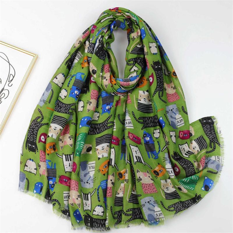 

Cartoon Cute Milk Cat Printed Scarf Tassel Warm Viscose Shawl Scarf Long Lightweight Sunshade Shawls For Women Pashmina Stole