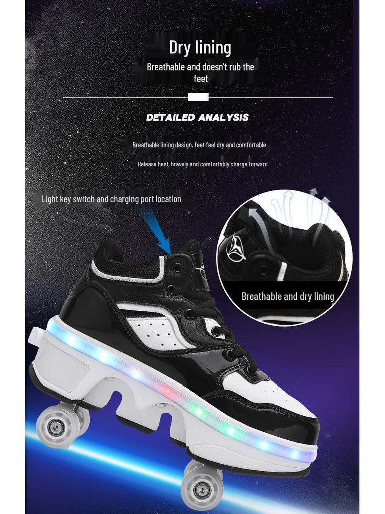 Regulowane Wrotki Czterokołowe dla Dziewcząt w wieku 6-15 lat – Przekształć z Butów do Chodzenia w Wrotki