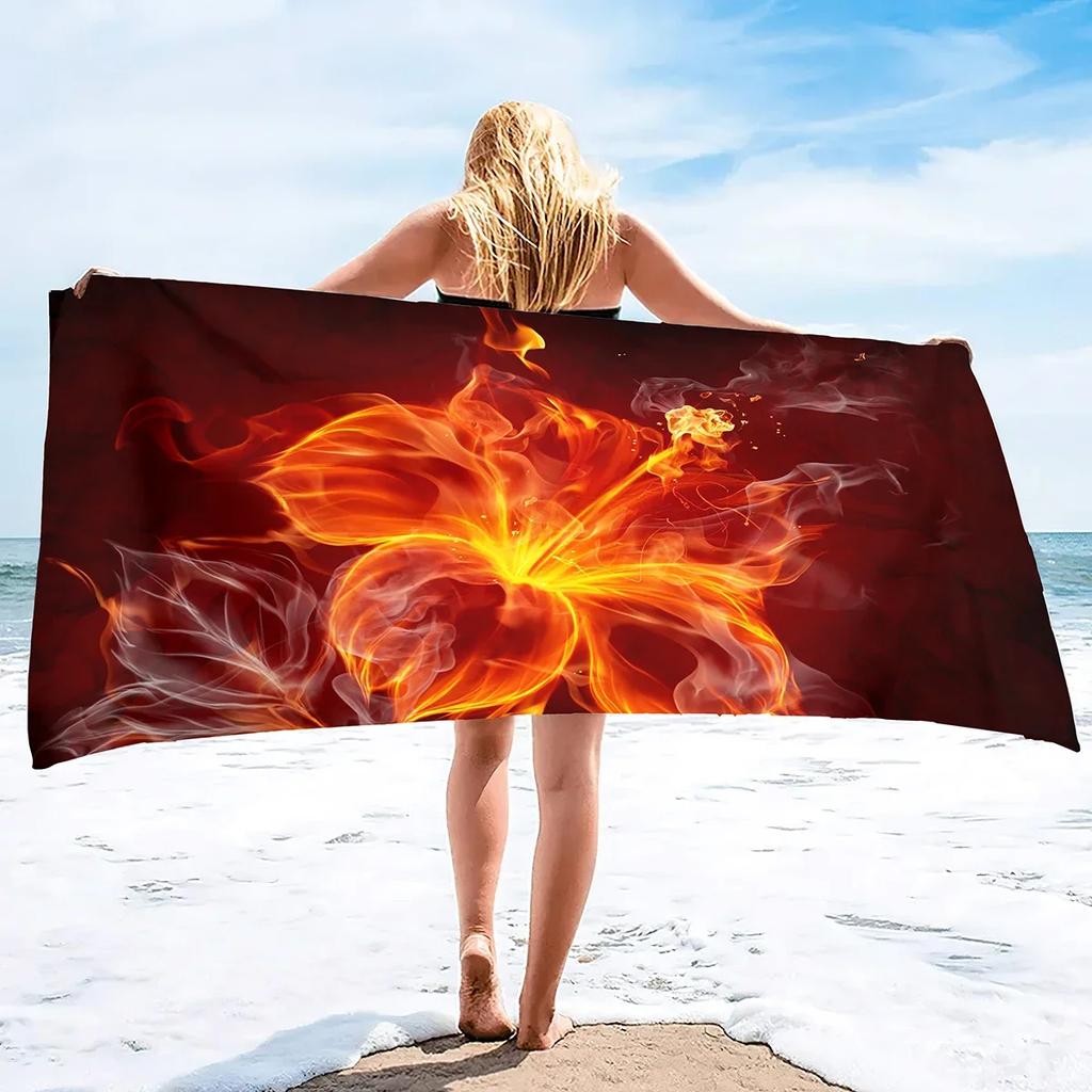 Fire Flames Super Soft Beach Quick-Drying Bath Towel Unisex Large Absorbent Towel Blanket for Outdoor Travel Camping Yoga