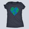 New Hot Womens Earth Heart T-Shirt Funny Nature Lover Earth Day Tee