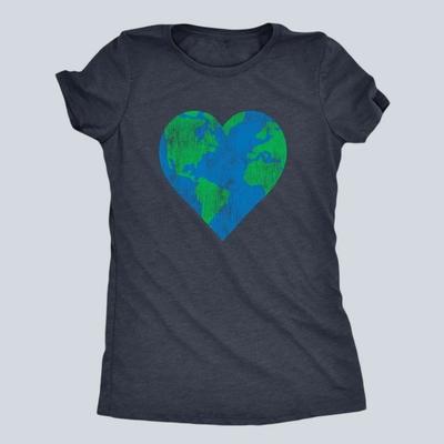 Nueva Camiseta Caliente para Mujer Corazón de la Tierra Divertida Amante de la Naturaleza Camiseta del Día de la Tierra