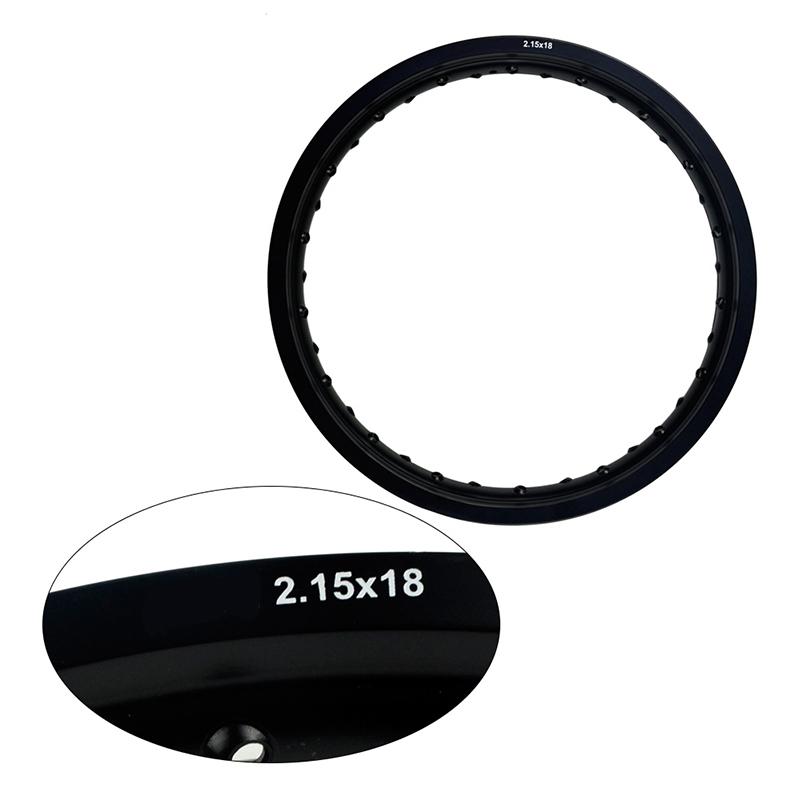 6061 Aviation Aluminum F & R Motorcycle Black / Silver Rims Wheel Circle 2.15x18 1.60x21 36 Spoke Holes High Strength Black