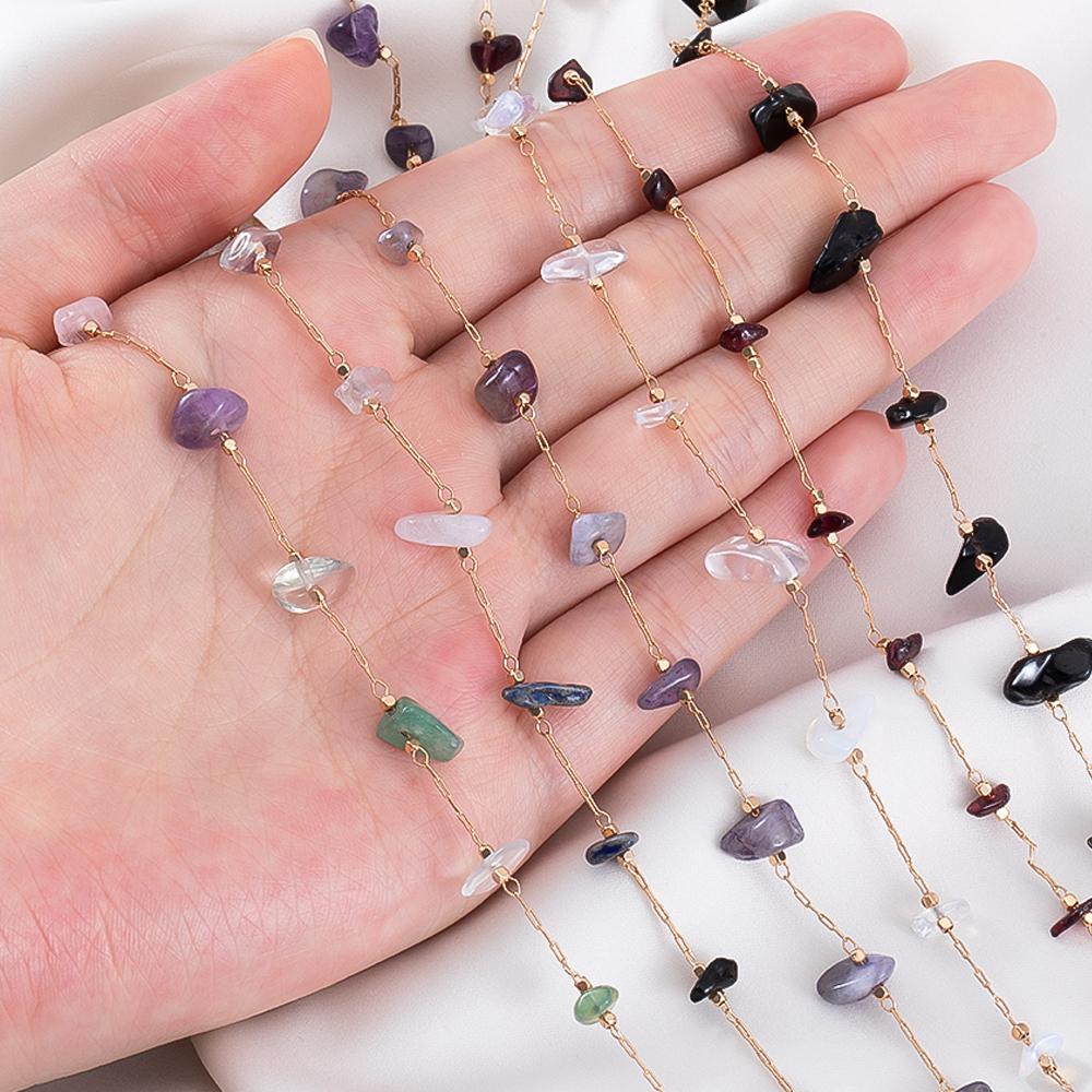 2Meters 1Meter Black Irregular Gravel Stone Necklace Chain Imitatied Pearl Copper Chains DIY Boho Necklace Jewelry Making Supply