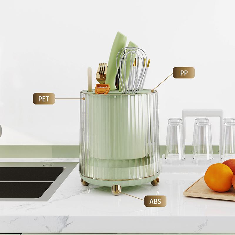Kitchen Rotating Knife Rack Rack Bowl, Chopsticks, Canister, Dishes and Knives Integrated Storage Box