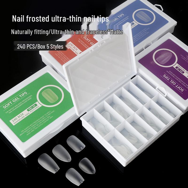 Ultra-Thin Seamless Matte Nail Tips: No File Needed, Full Stick-On Extension, 240 Pcs