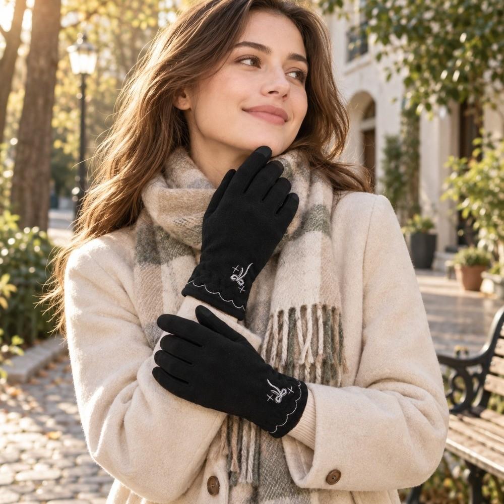 Thickened Warm Touch Screen Gloves Windproof Cold Proof Flip Finger Gloves  Autumn Winter