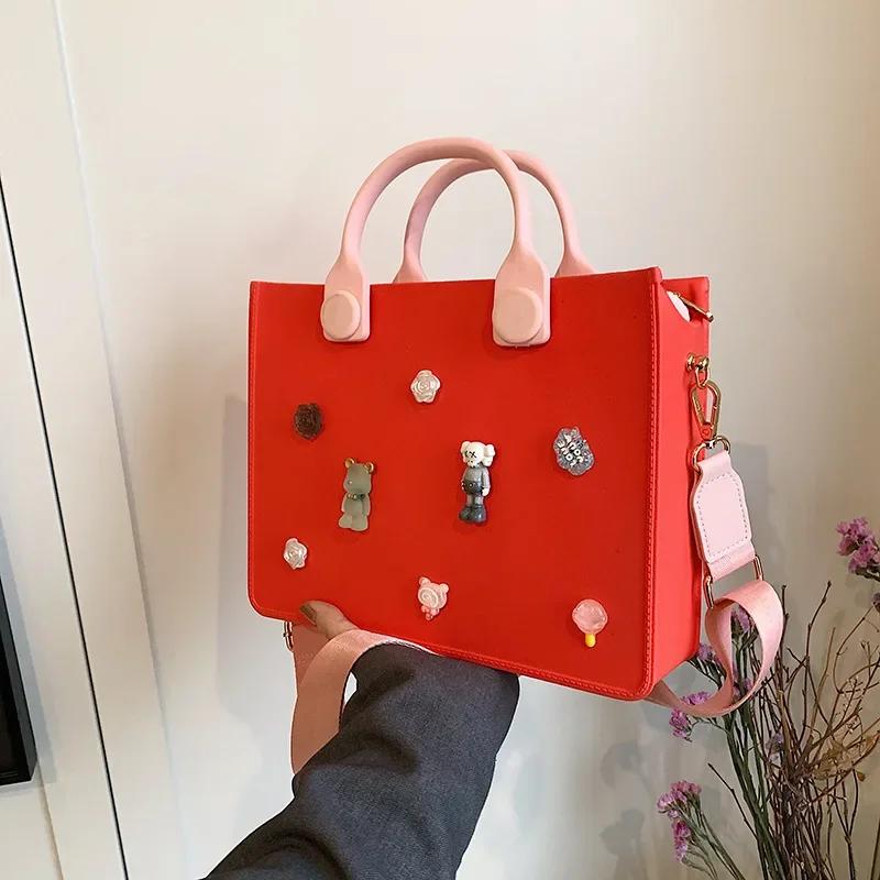 Leather women's bag monochromatic zipper women's shoulder bag beach bag waterproof bags new fashion