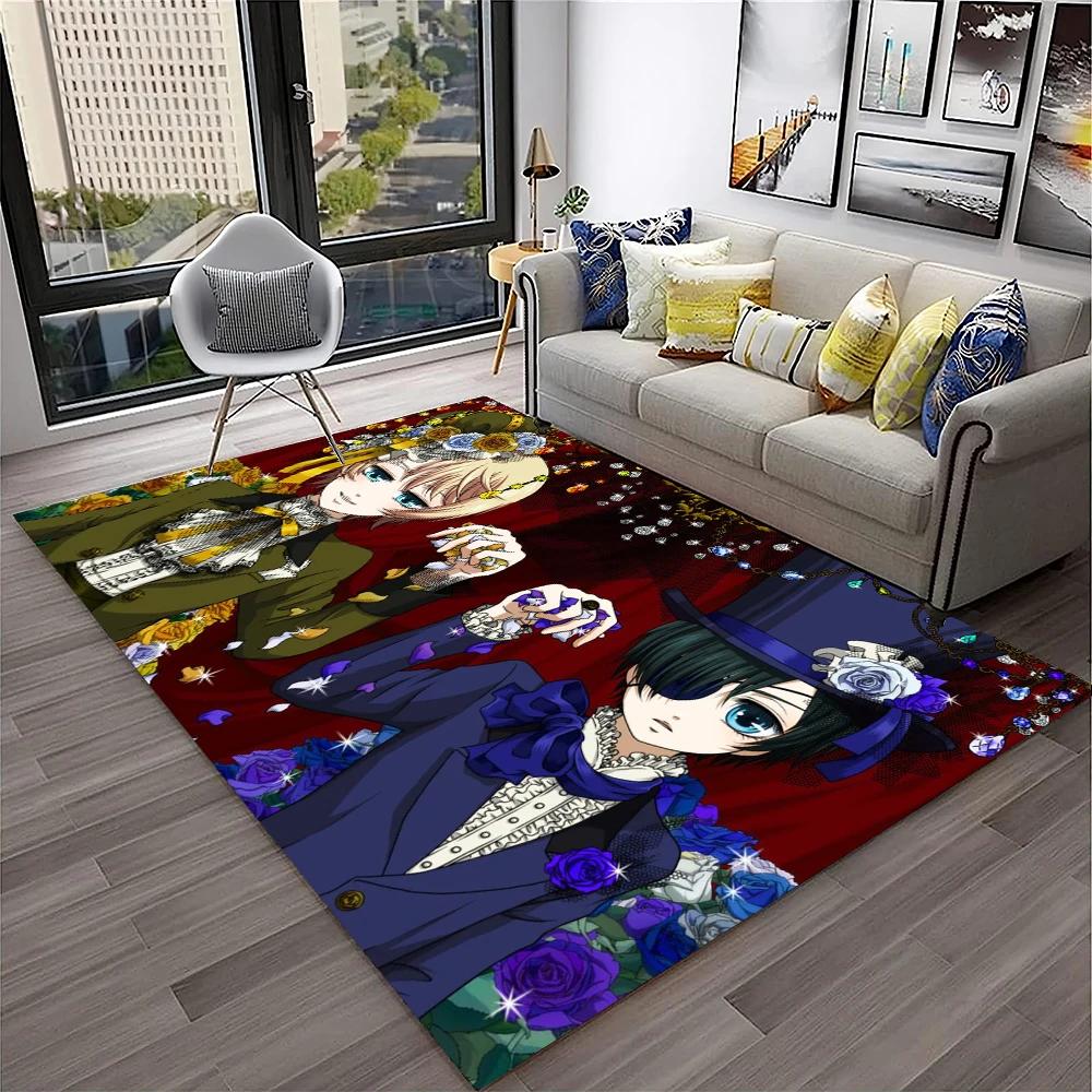 3D Anime Black Butler Cartoon Carpet Rug for Home Living Room Bedroom Sofa Doormat Decor,kids play Area Rug Non-slip Floor Mat