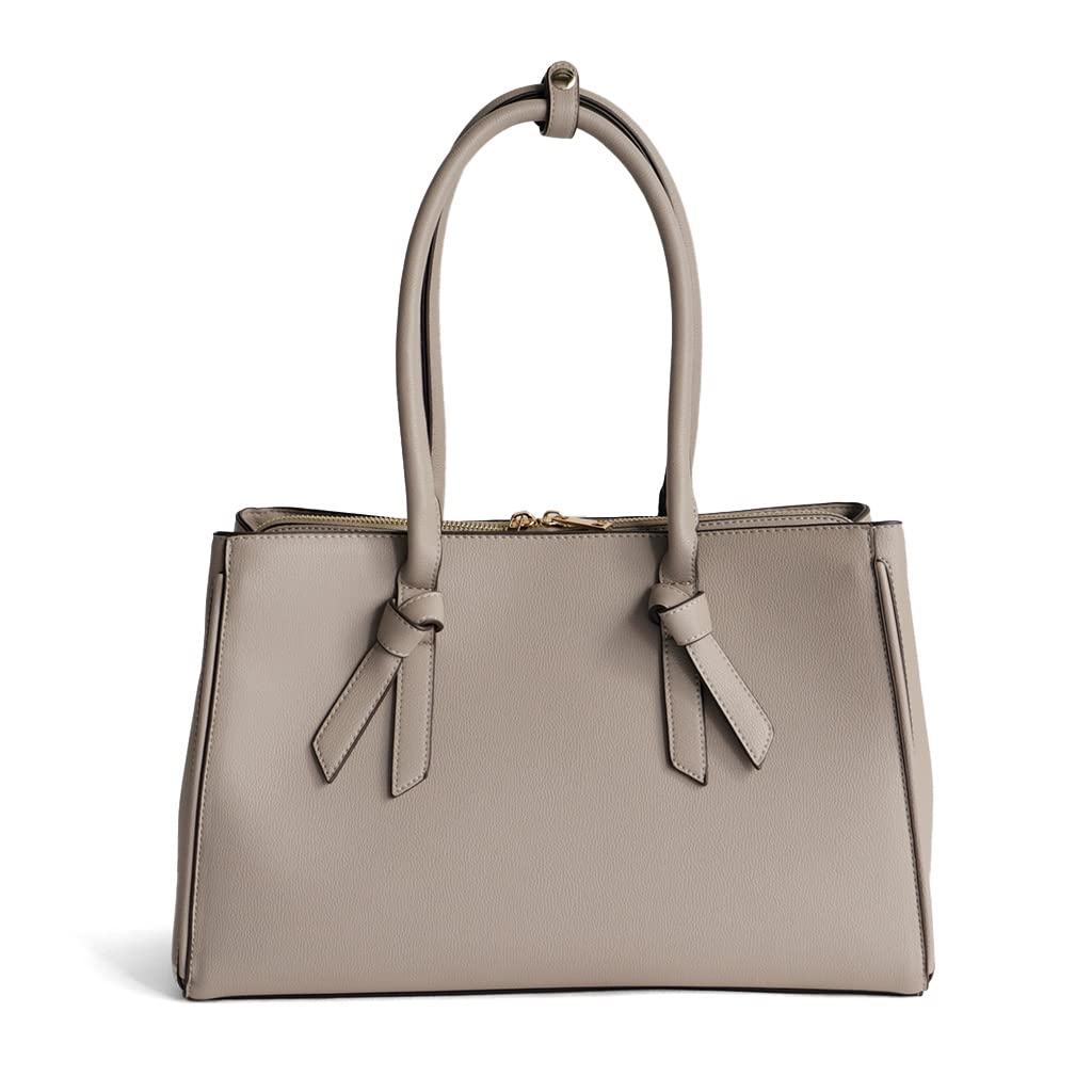 Gratante Ribbon Handle Shoulder Tote 2-Way Bag, Women's, abb-g0042 (Gray Beige)